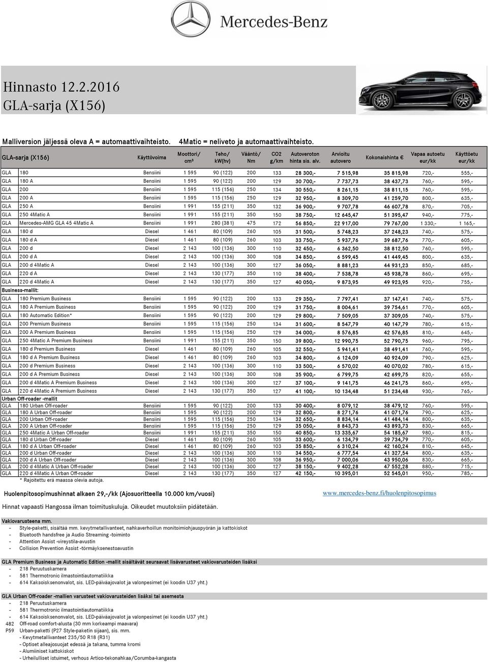 Arvioitu autovero Kokonaishinta Vapaa autoetu eur/kk Käyttöetu eur/kk Bensiini 1 595 90 (122) 200 133 28 300,- 7 515,98 35 815,98 720,- 555,- A Bensiini 1 595 90 (122) 200 129 30 700,- 7 737,73 38