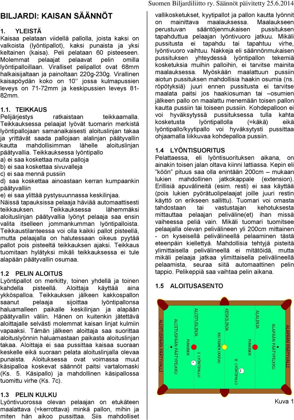 BILJARDI: KAISAN SÄÄNNÖT - PDF Free Download