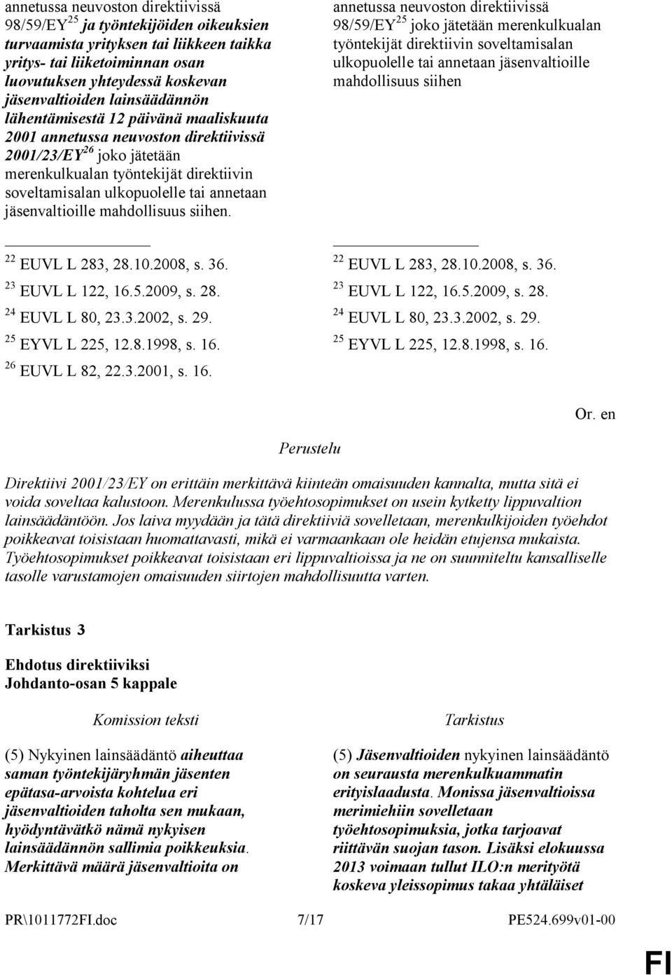 jäsenvaltioille mahdollisuus siihen. 22 EUVL L 283, 28.10.2008, s. 36. 23 EUVL L 122, 16.