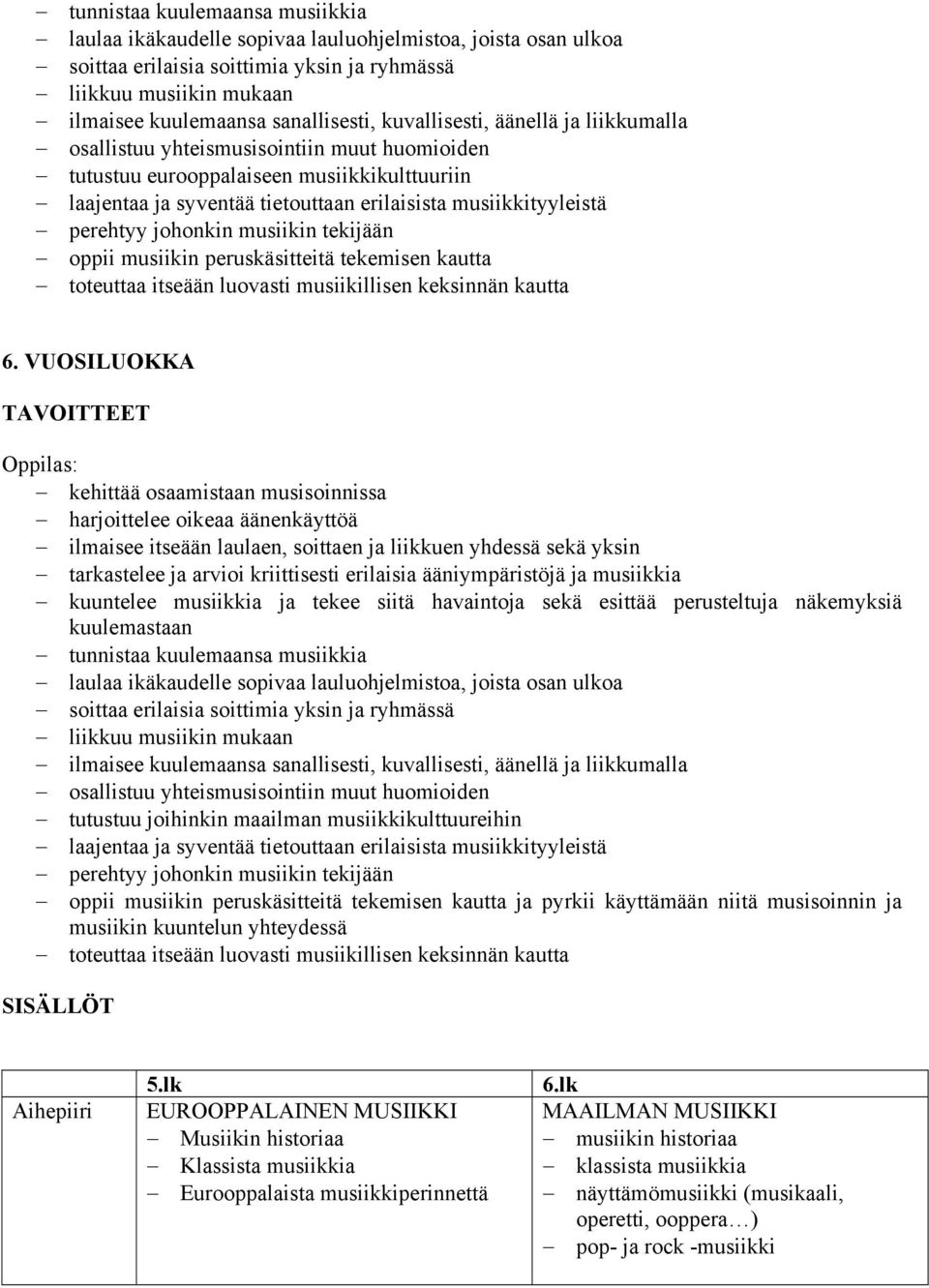 perehtyy johonkin musiikin tekijään oppii musiikin peruskäsitteitä tekemisen kautta toteuttaa itseään luovasti musiikillisen keksinnän kautta 6.