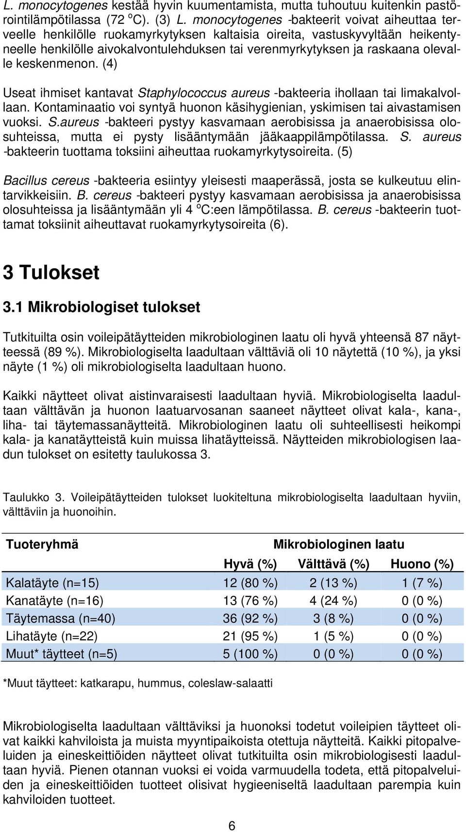 olevalle keskenmenon. (4) Useat ihmiset kantavat Staphylococcus aureus -bakteeria ihollaan tai limakalvollaan. Kontaminaatio voi syntyä huonon käsihygienian, yskimisen tai aivastamisen vuoksi. S.aureus -bakteeri pystyy kasvamaan aerobisissa ja anaerobisissa olosuhteissa, mutta ei pysty lisääntymään jääkaappilämpötilassa.