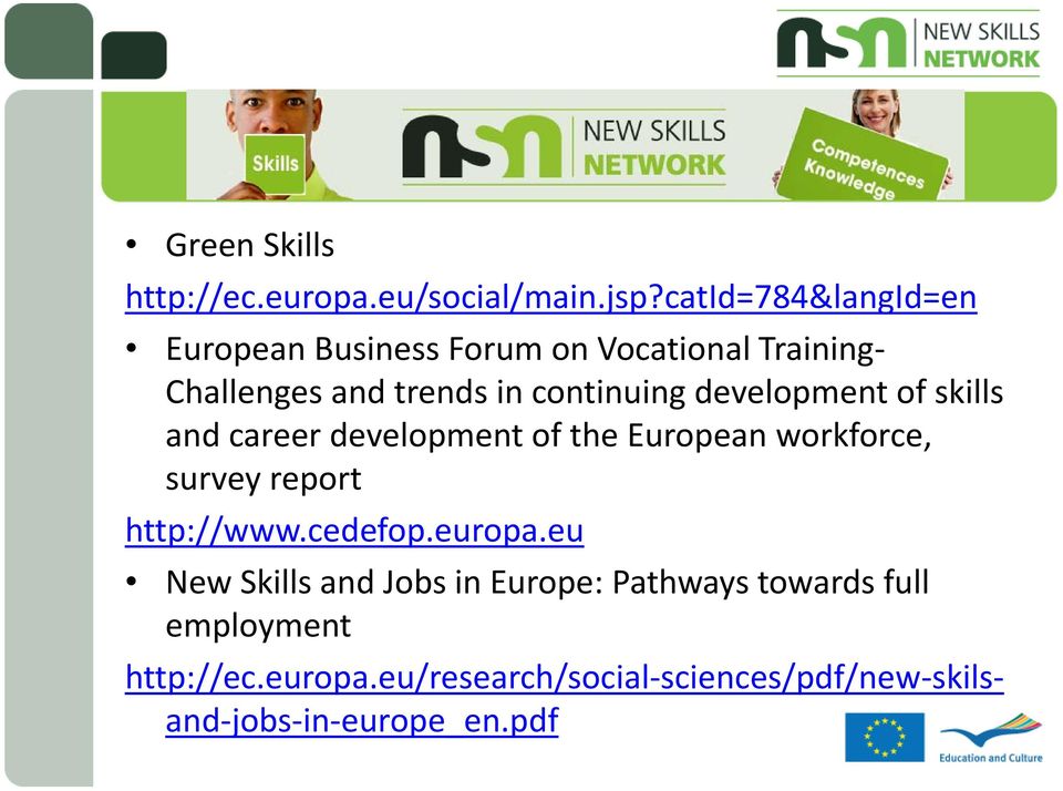 development of skills and career development of the European workforce, survey report http://www.