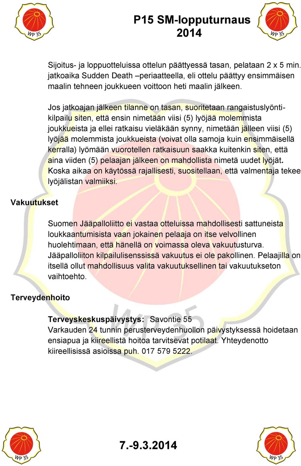 Jos jatkoajan jälkeen tilanne on tasan, suoritetaan rangaistuslyöntikilpailu siten, että ensin nimetään viisi (5) lyöjää molemmista joukkueista ja ellei ratkaisu vieläkään synny, nimetään jälleen