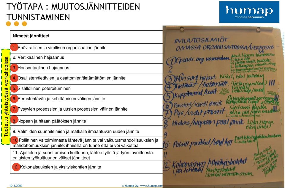 Osallisten/tietävien ja osattomien/tietämättömien jännite 5. Sisällöllinen poteroituminen 6. Perustehtävän ja kehittämisen välinen jännite 7.