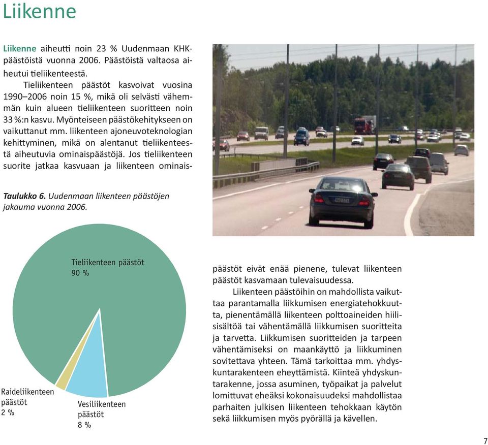 liikenteen ajoneuvoteknologian kehi yminen, mikä on alentanut eliikenteestä aiheutuvia ominaispäästöjä. Jos eliikenteen suorite jatkaa kasvuaan ja liikenteen ominais- Taulukko 6.