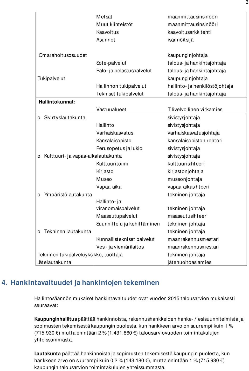 viranomaispalvelut Maaseutupalvelut Suunnittelu ja kehittäminen o Tekninen lautakunta Kunnallistekniset palvelut Vesi- ja viemärilaitos Tekninen tukipalveluyksikkö, tuottaja Jätelautakunta