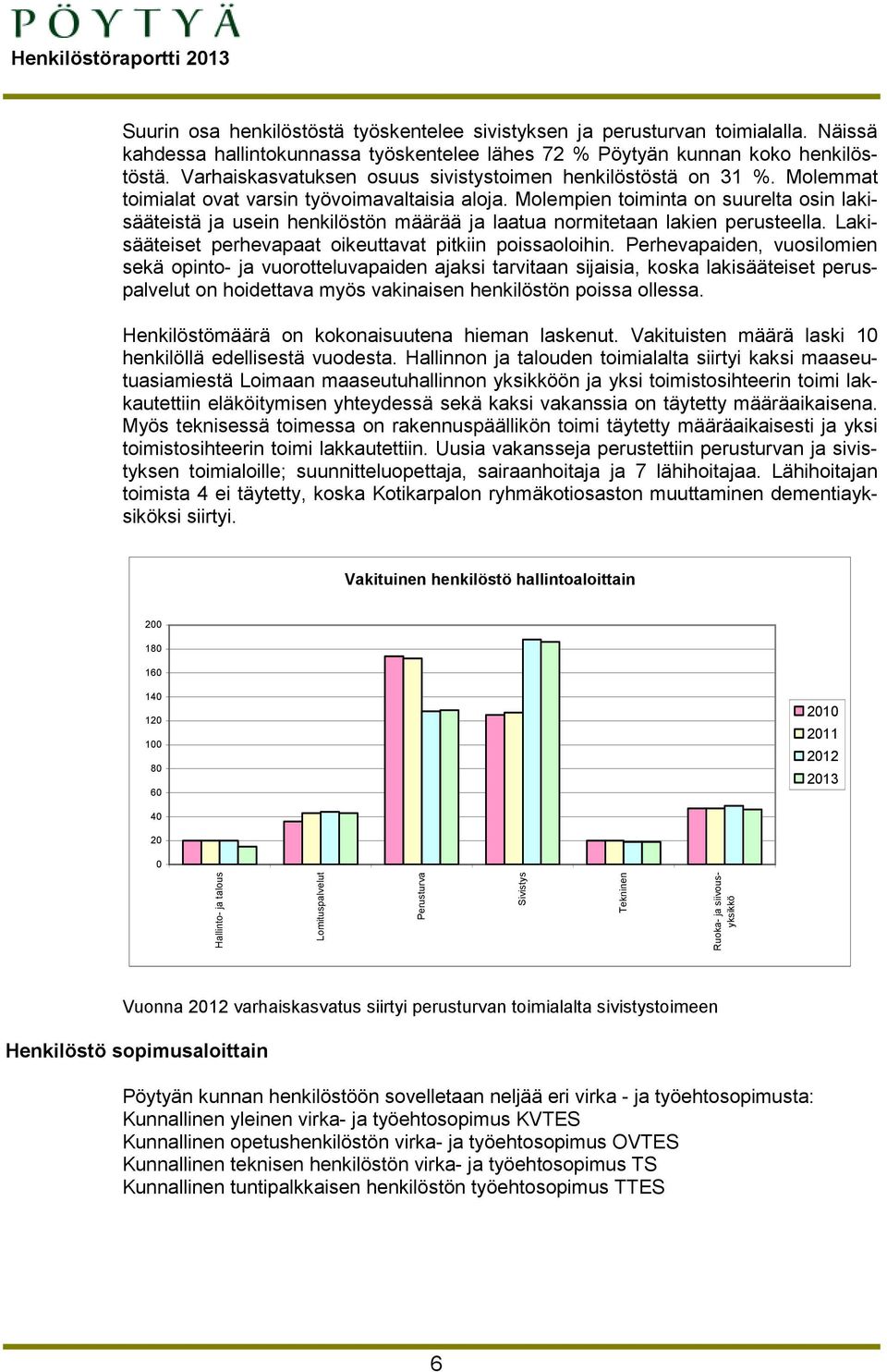 Molempien toiminta on suurelta osin lakisääteistä ja usein henkilöstön määrää ja laatua normitetaan lakien perusteella. Lakisääteiset perhevapaat oikeuttavat pitkiin poissaoloihin.