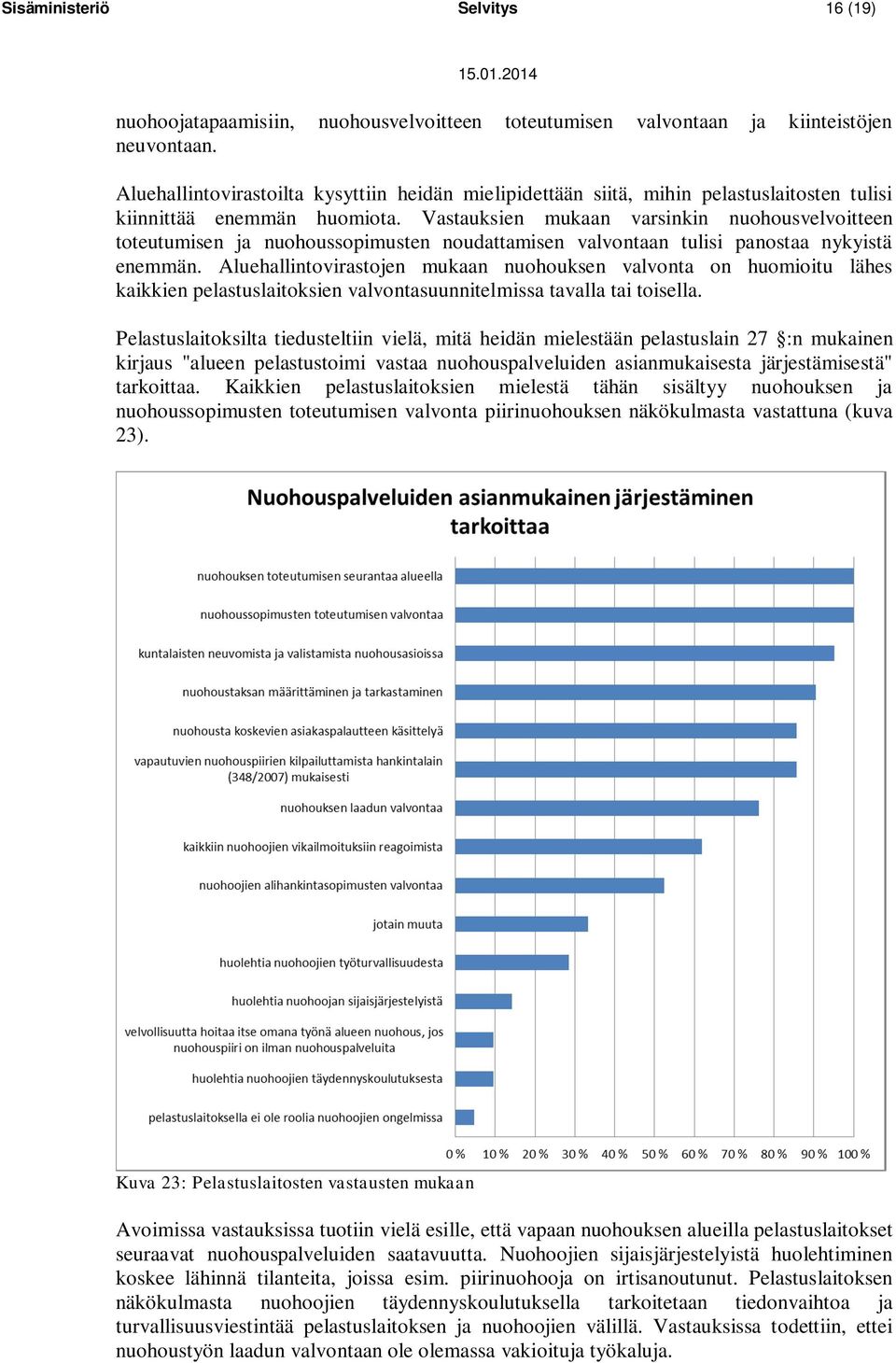 Vastauksien mukaan varsinkin nuohousvelvoitteen toteutumisen ja nuohoussopimusten noudattamisen valvontaan tulisi panostaa nykyistä enemmän.