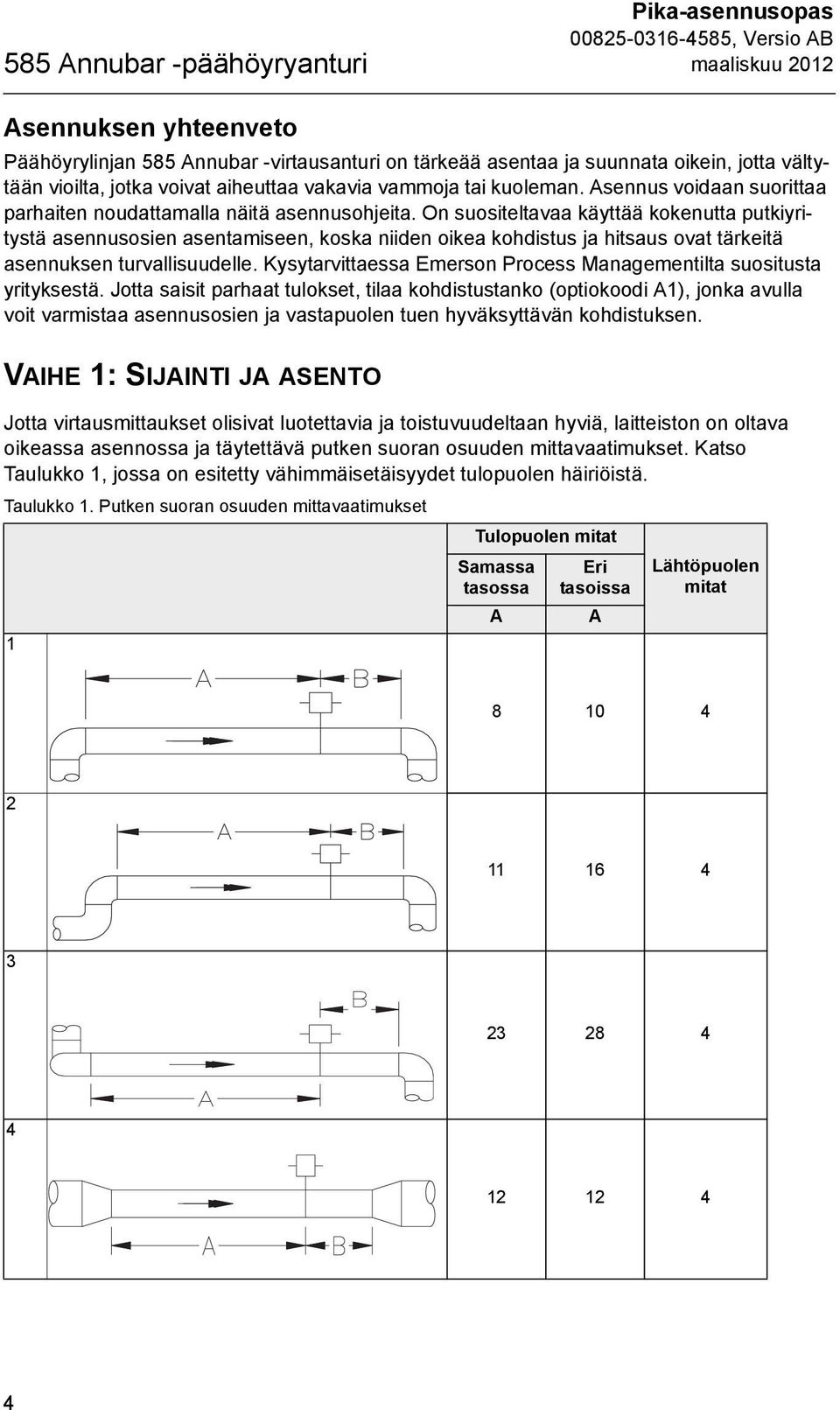 On suositeltavaa käyttää kokenutta putkiyritystä asennusosien asentamiseen, koska niiden oikea kohdistus ja hitsaus ovat tärkeitä asennuksen turvallisuudelle.