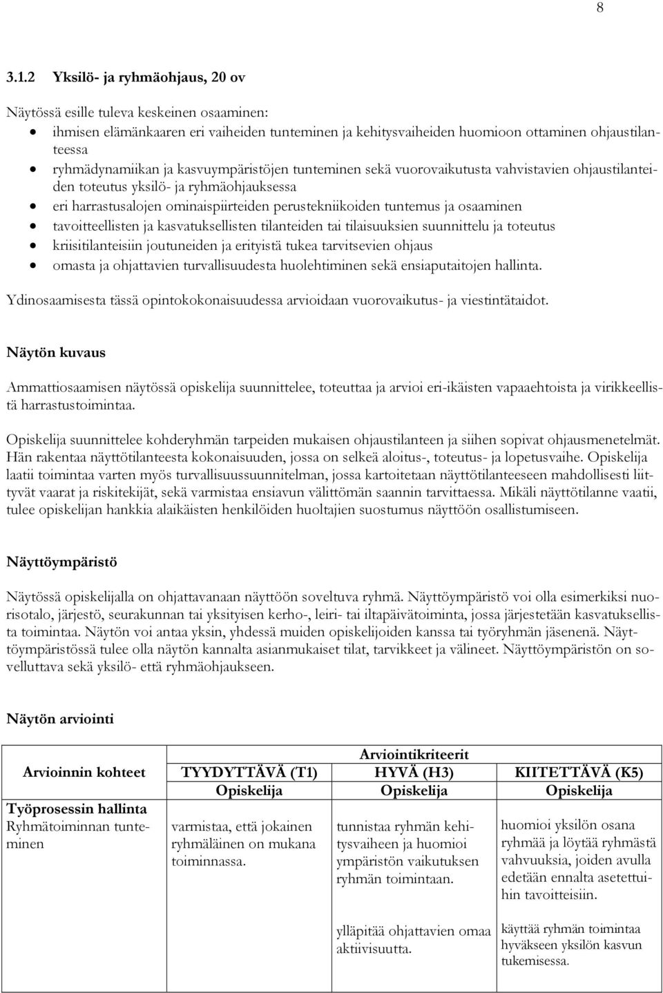 kasvuympäristöjen tunteminen sekä vuorovaikutusta vahvistavien ohjaustilanteiden toteutus yksilö- ja ryhmäohjauksessa eri harrastusalojen ominaispiirteiden perustekniikoiden tuntemus ja osaaminen