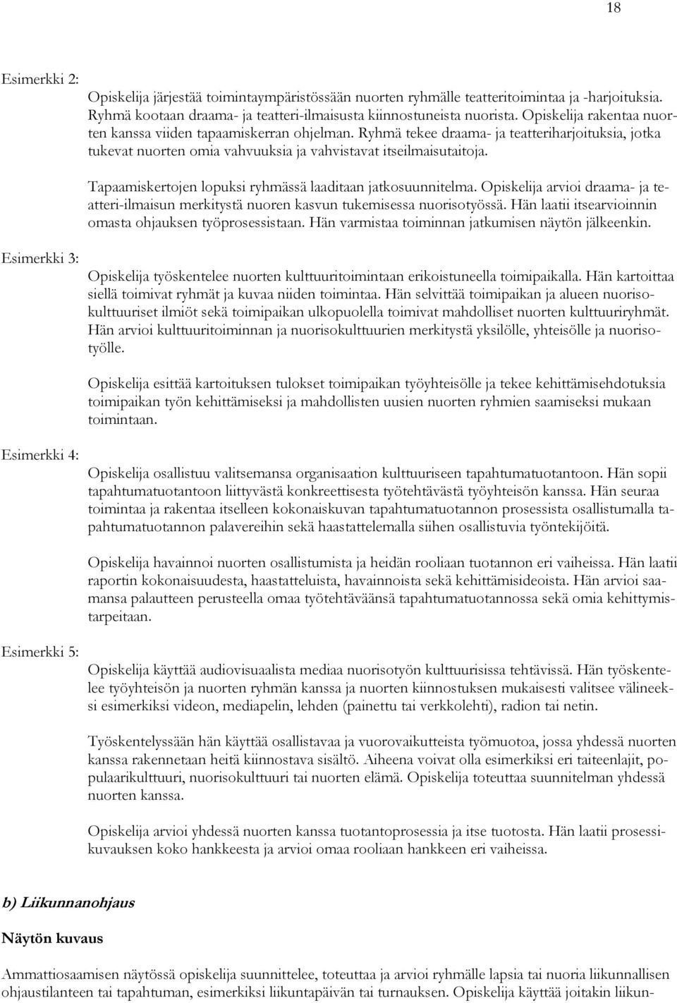 Tapaamiskertojen lopuksi ryhmässä laaditaan jatkosuunnitelma. Opiskelija arvioi draama- ja teatteri-ilmaisun merkitystä nuoren kasvun tukemisessa nuorisotyössä.
