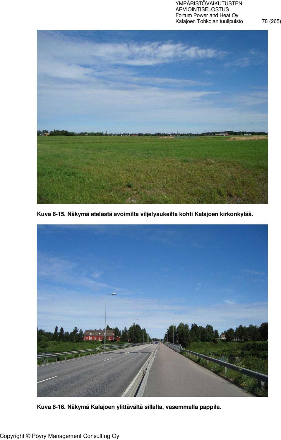 viljelyaukeilta kohti Kalajoen kirkonkylää.