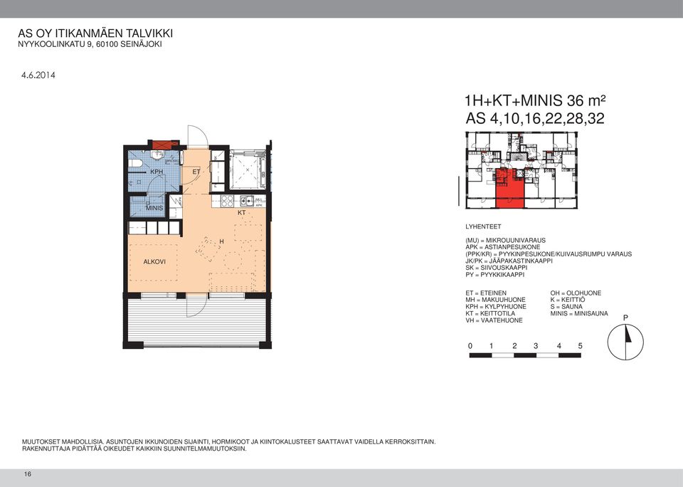 2014 1H+KT+MINIS 36 m² AS 4,10,16,22,28,32 (PPK/KR) SK KPH ET PY MINIS JK/PK KT (MU) APK ALKOVI H LYHENTEET (MU) = MIKROUUNIVARAUS APK = ASTIANPESUKONE (PPK/KR) =