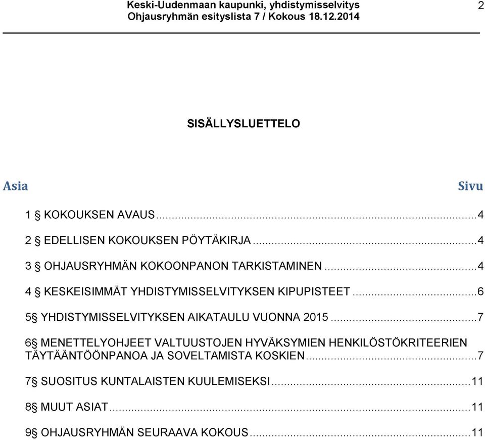 .. 6 5 YHDISTYMISSELVITYKSEN AIKATAULU VUONNA 2015.