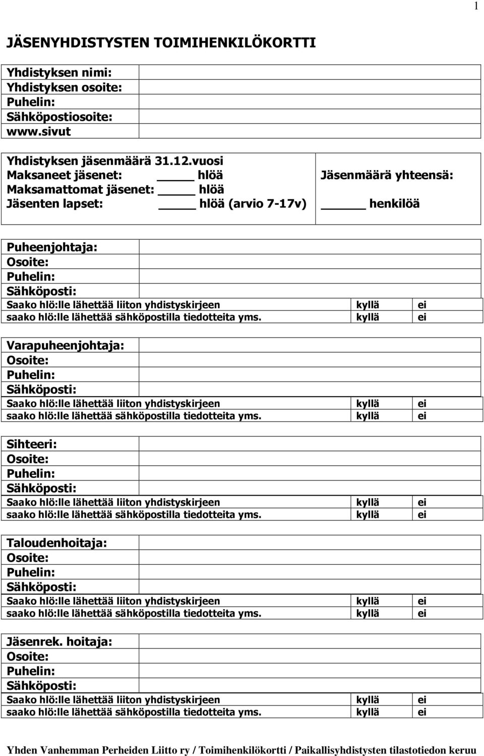 vuosi Maksaneet jäsenet: hlöä Maksamattomat jäsenet: hlöä Jäsenten lapset: hlöä