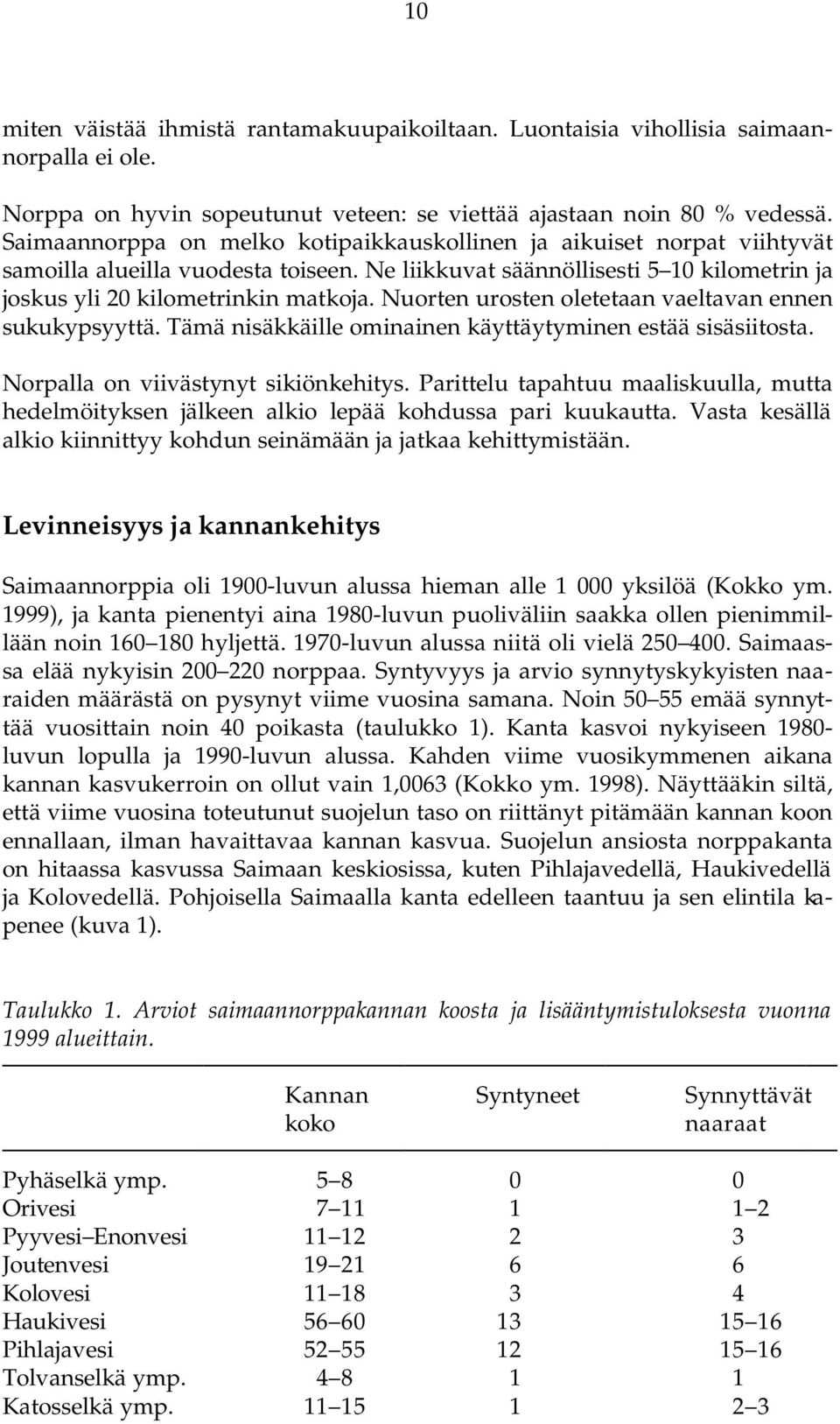 Nuorten urosten oletetaan vaeltavan ennen sukukypsyyttä. Tämä nisäkkäille ominainen käyttäytyminen estää sisäsiitosta. Norpalla on viivästynyt sikiönkehitys.