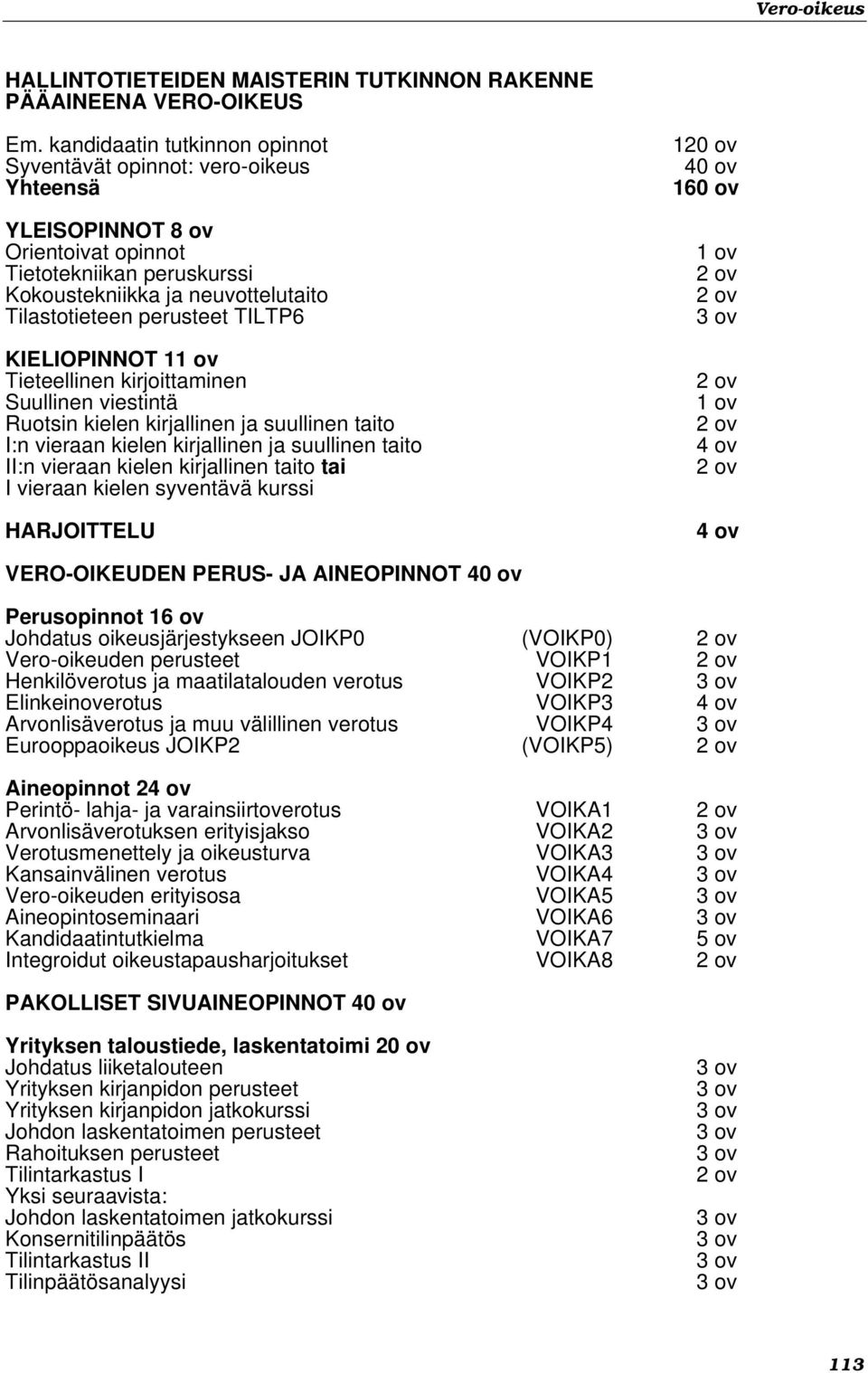 TILTP6 KIELIOPINNOT 11 ov Tieteellinen kirjoittaminen Suullinen viestintä Ruotsin kielen kirjallinen ja suullinen taito I:n vieraan kielen kirjallinen ja suullinen taito II:n vieraan kielen