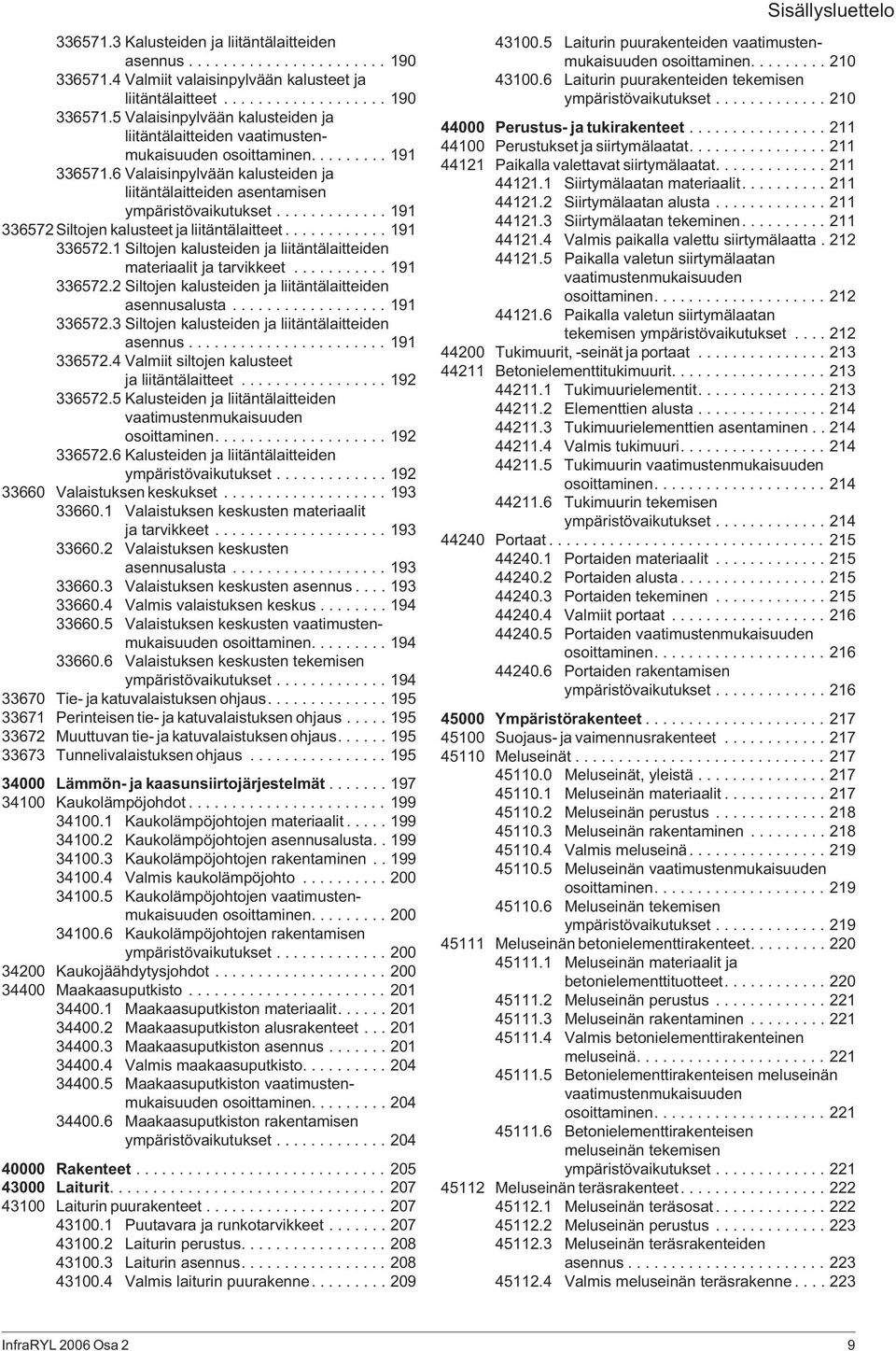 .......... 191 336572.2 Siltojen kalusteiden ja liitäntälaitteiden asennusalusta.................. 191 336572.3 Siltojen kalusteiden ja liitäntälaitteiden asennus....................... 191 336572.4 Valmiit siltojen kalusteet ja liitäntälaitteet.
