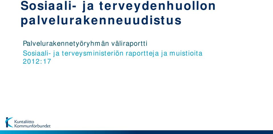 Palvelurakennetyöryhmän väliraportti