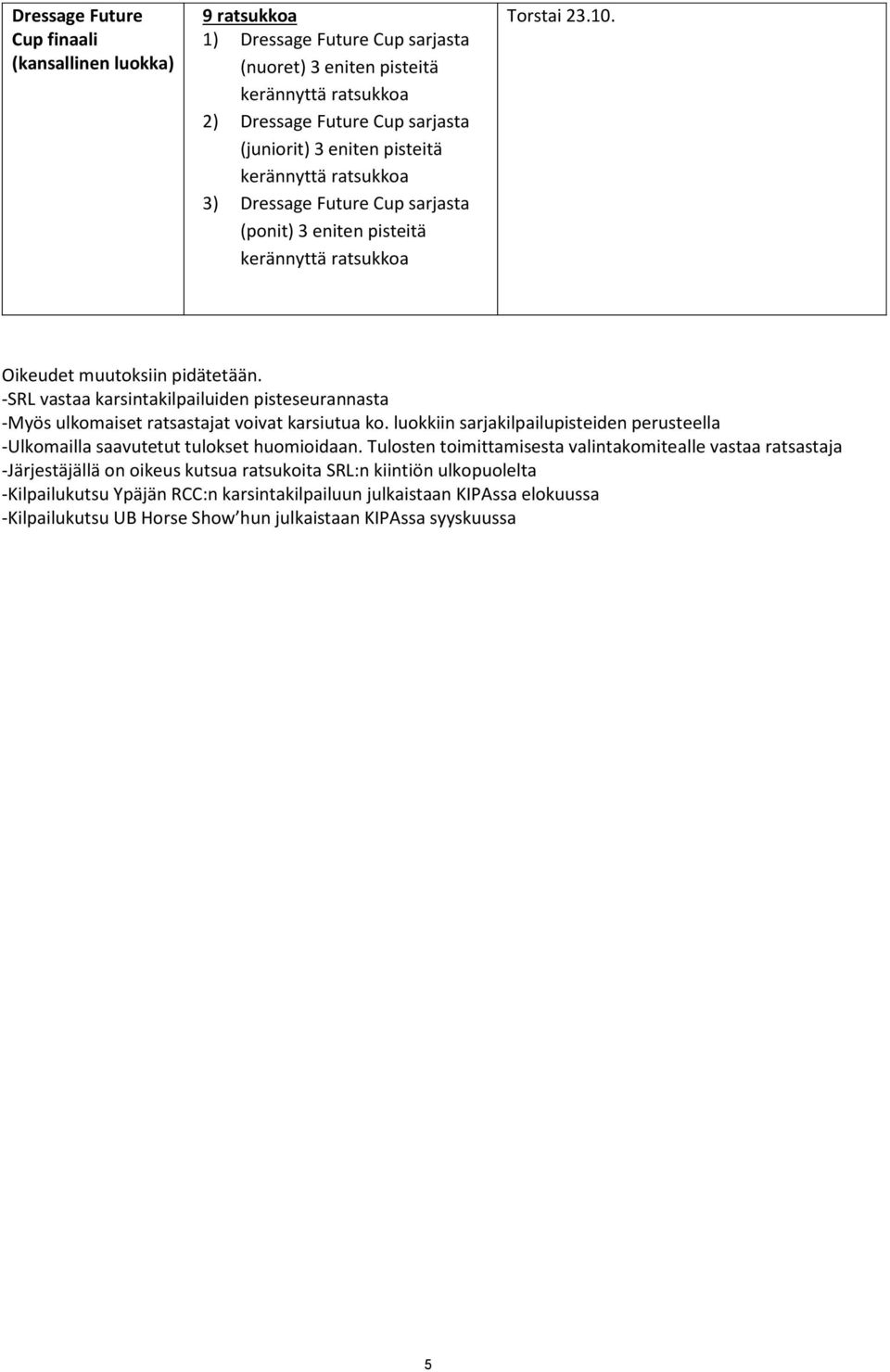 luokkiin sarjakilpailupisteiden perusteella -Ulkomailla saavutetut tulokset huomioidaan.