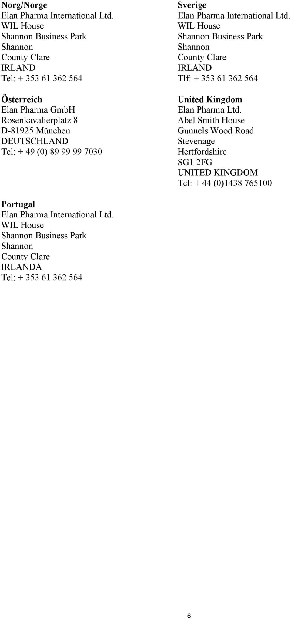 362 564 United Kingdom Elan Pharma Ltd.