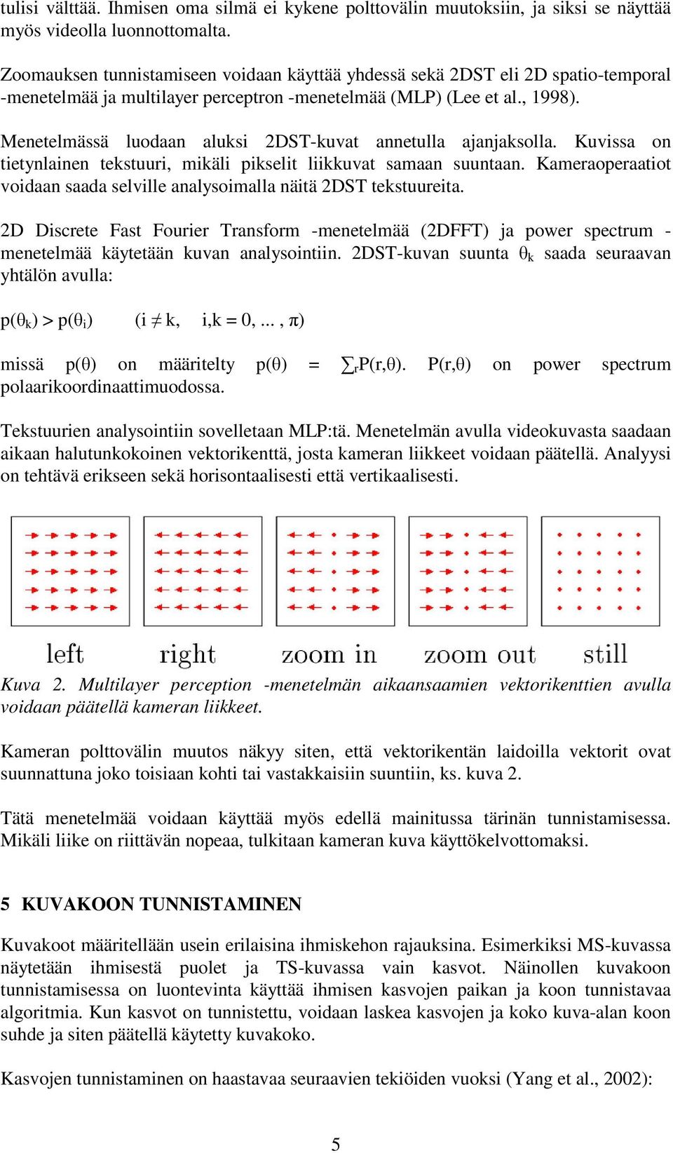 Menetelmässä luodaan aluksi 2DST-kuvat annetulla ajanjaksolla. Kuvissa on tietynlainen tekstuuri, mikäli pikselit liikkuvat samaan suuntaan.