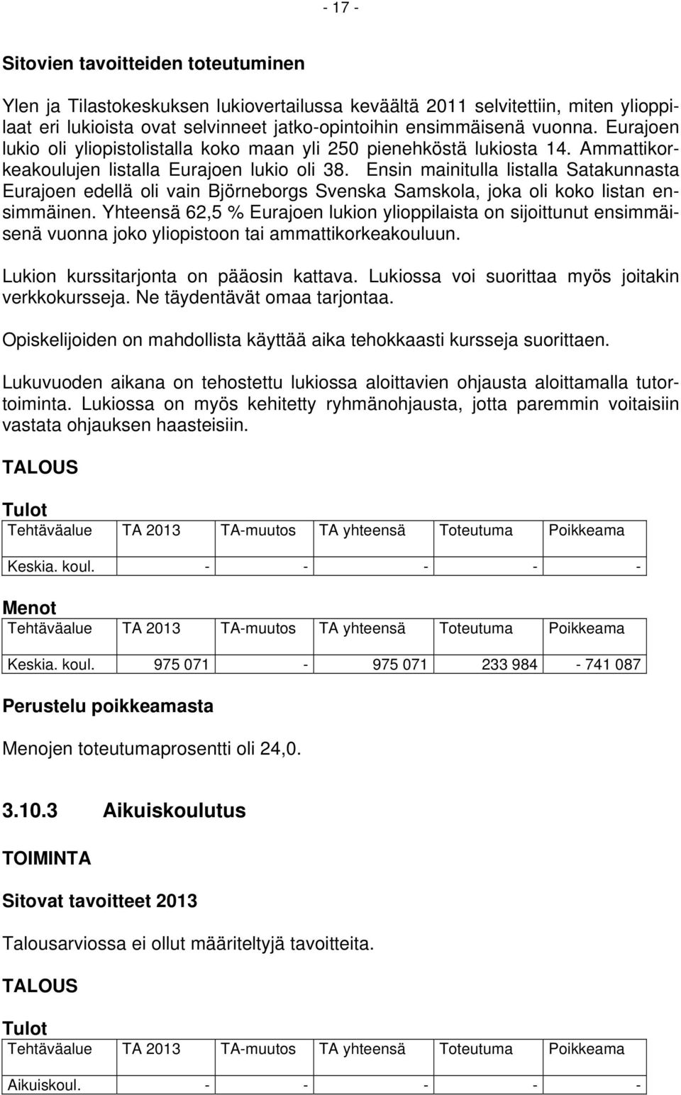 Ensin mainitulla listalla Satakunnasta Eurajoen edellä oli vain Björneborgs Svenska Samskola, joka oli koko listan ensimmäinen.