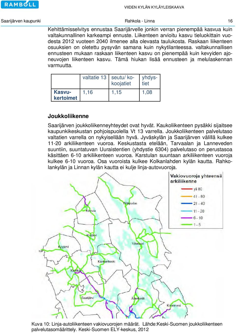 valtakunnallisen ennusteen mukaan raskaan liikenteen kasvu on pienempää kuin kevyiden ajoneuvojen liikenteen kasvu. Tämä hiukan lisää ennusteen ja melulaskennan varmuutta.