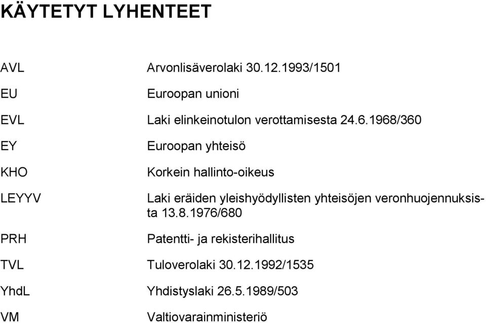 1968/360 EY KHO LEYYV PRH Euroopan yhteisö Korkein hallinto-oikeus Laki eräiden