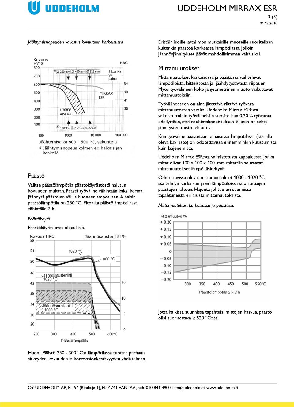 Myös työvälineen koko ja geometrinen muoto vaikuttavat mittamuutoksiin. Työvälineeseen on aina jätettävä riittävä työvara mittamuutosten varalta.