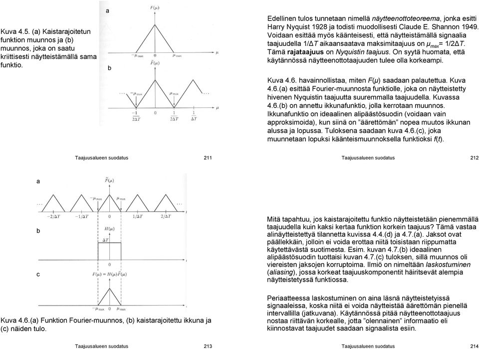 Voidaan esittää myös käänteisesti että näytteistämällä signaalia taajdella / T aikaansaataa maksimitaajs on max / T. Tämä rajataajs on Nyqistin taajs.