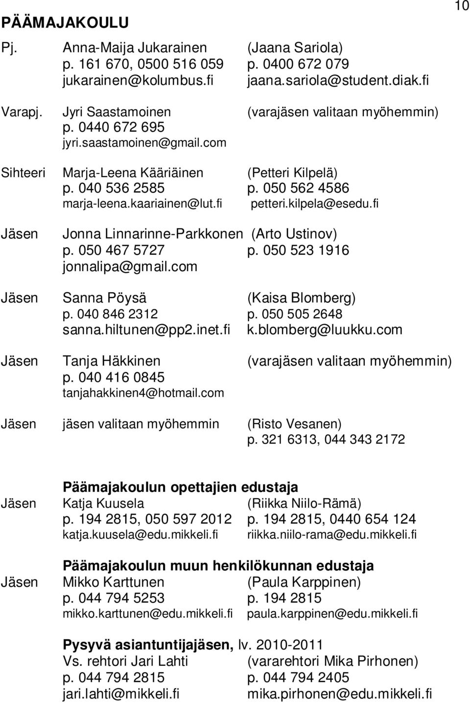kaariainen@lut.fi petteri.kilpela@esedu.fi Jäsen Jonna Linnarinne-Parkkonen (Arto Ustinov) p. 050 467 5727 p. 050 523 1916 jonnalipa@gmail.com Jäsen Sanna Pöysä (Kaisa Blomberg) p. 040 846 2312 p.