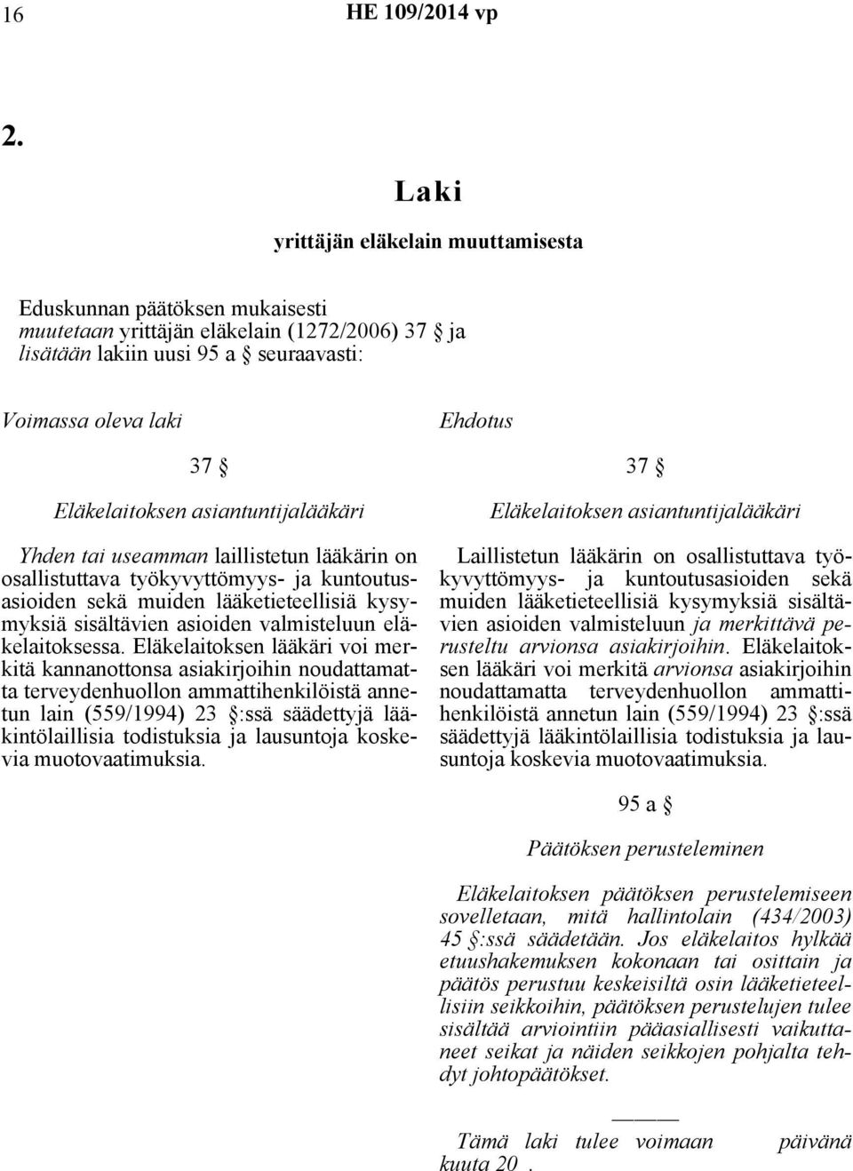 useamman laillistetun lääkärin on osallistuttava työkyvyttömyys- ja kuntoutusasioiden sekä muiden lääketieteellisiä kysymyksiä sisältävien asioiden valmisteluun eläkelaitoksessa.