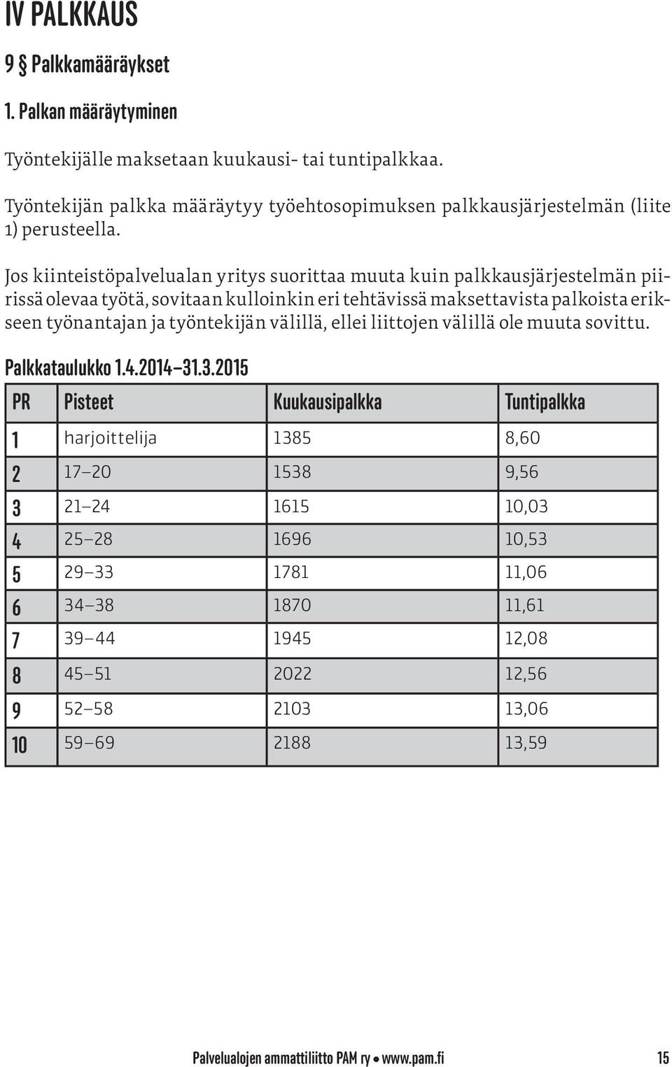 Jos kiinteistöpalvelualan yritys suorittaa muuta kuin palkkausjärjestelmän piirissä olevaa työtä, sovitaan kulloinkin eri tehtävissä maksettavista palkoista erikseen työnantajan ja