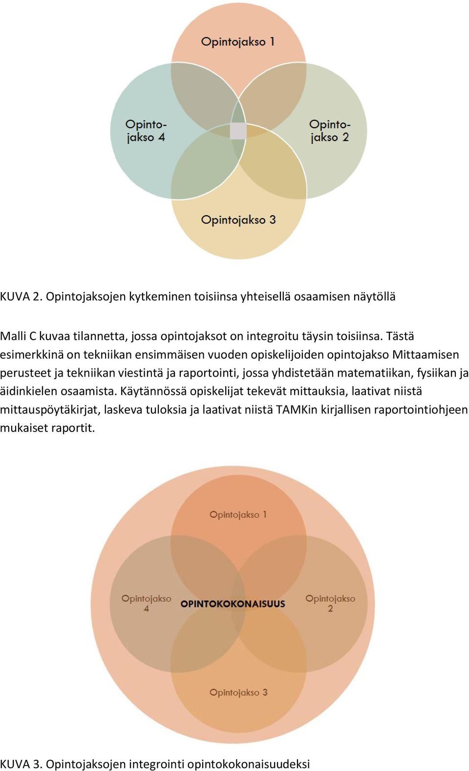 Tästä esimerkkinä on tekniikan ensimmäisen vuoden opiskelijoiden opintojakso Mittaamisen perusteet ja tekniikan viestintä ja raportointi, jossa