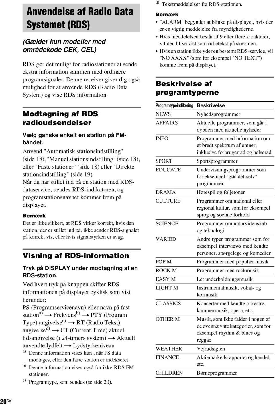 Anvend "Automatisk stationsindstilling" (side 18), "Manuel stationsindstilling" (side 18), eller "Faste stationer" (side 18) eller "Direkte stationsindstilling" (side 19).