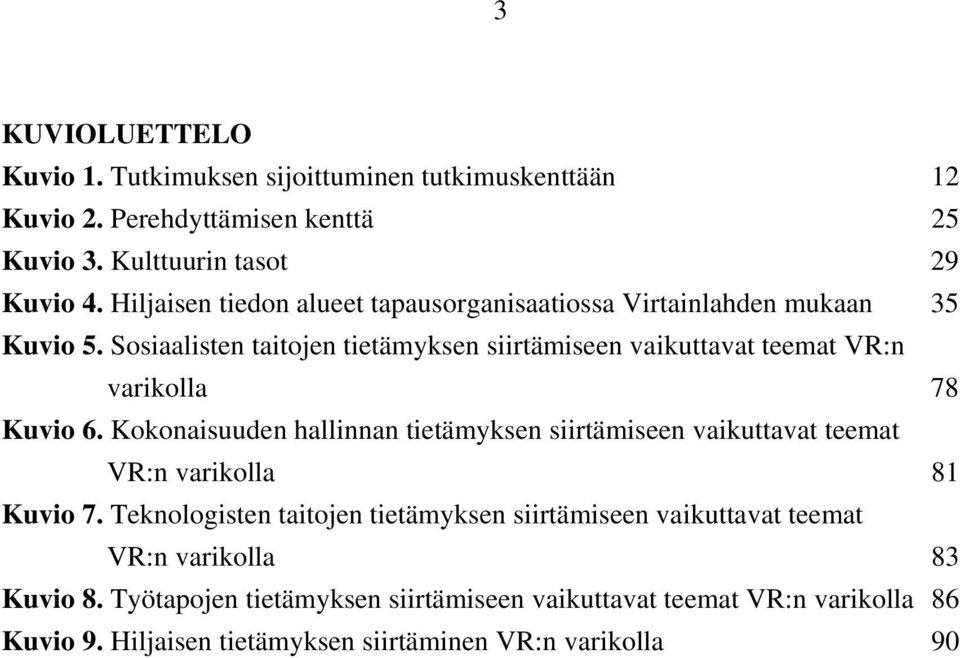 Sosiaalisten taitojen tietämyksen siirtämiseen vaikuttavat teemat VR:n varikolla 78 Kuvio 6.