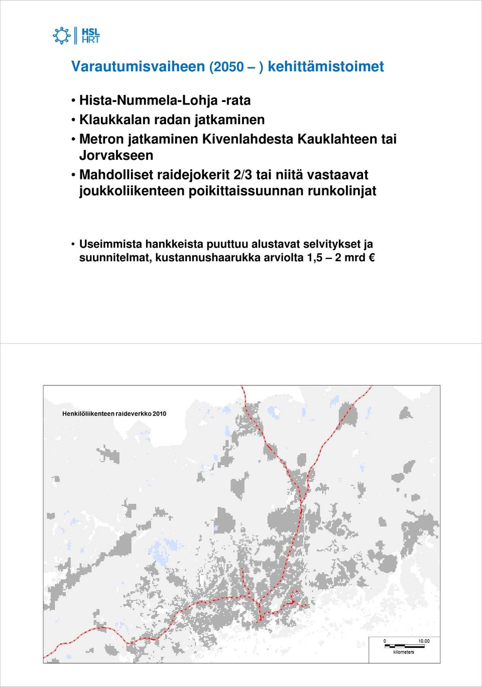 raidejokerit 2/3 tai niitä vastaavat joukkoliikenteen poikittaissuunnan runkolinjat