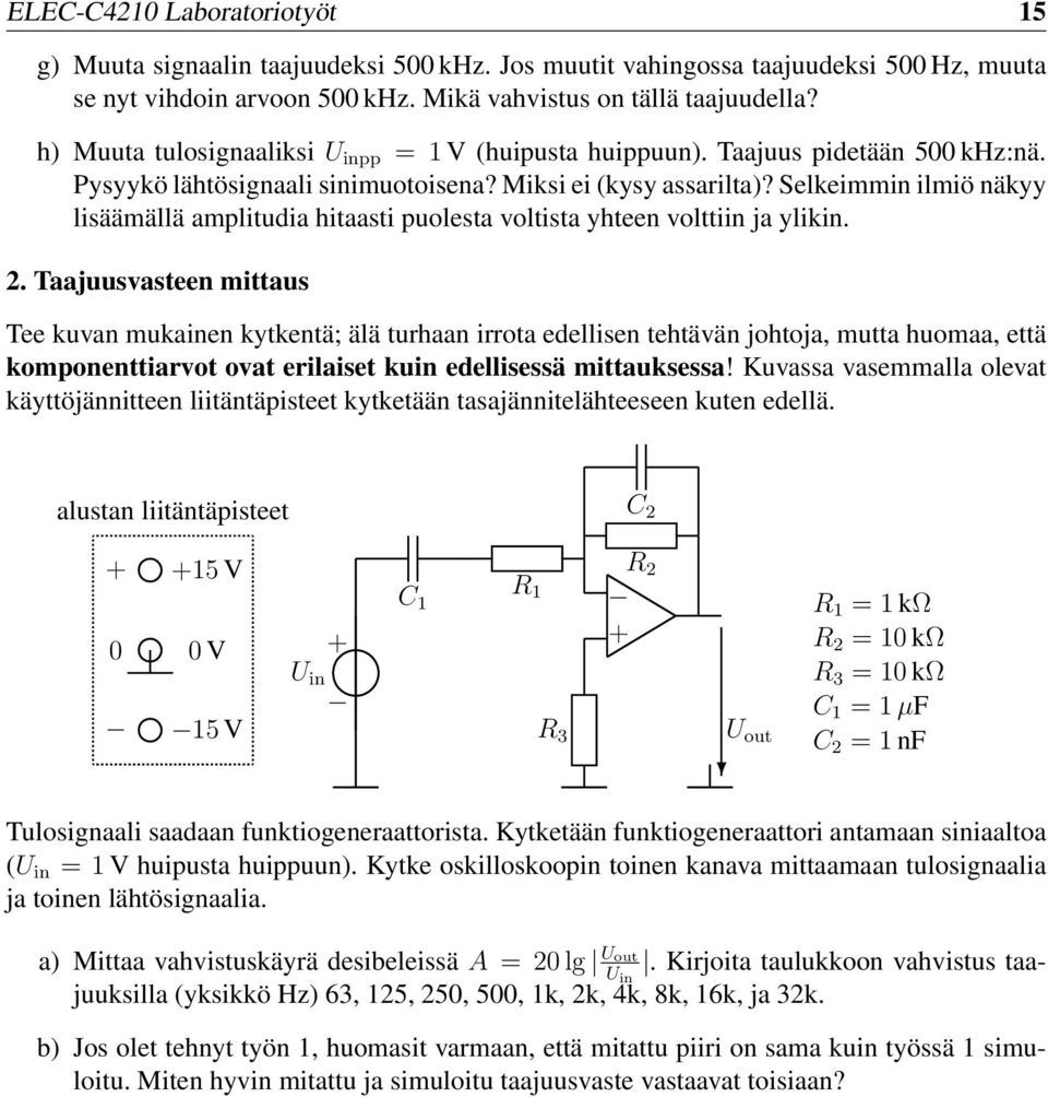 Selkeimmin ilmiö näkyy lisäämällä amplitudia hitaasti puolesta voltista yhteen volttiin ja ylikin. 2.