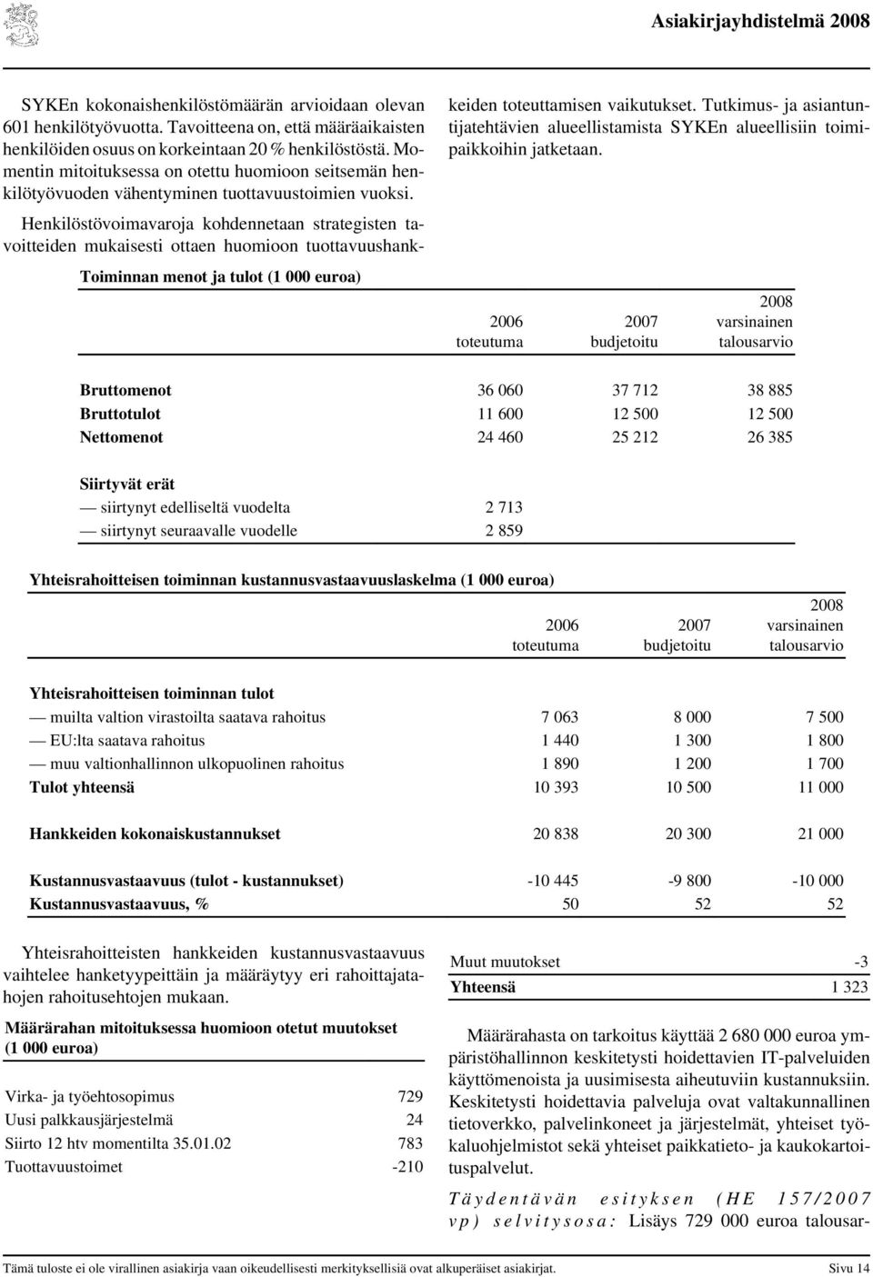 Henkilöstövoimavaroja kohdennetaan strategisten tavoitteiden mukaisesti ottaen huomioon tuottavuushankkeiden toteuttamisen vaikutukset.