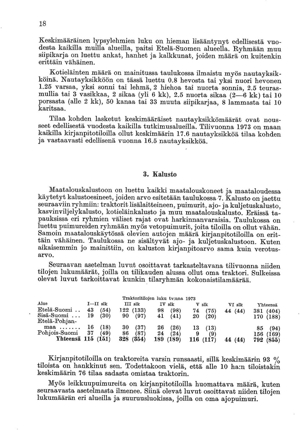 Nautayksikköön on tässä luettu 0.8 hevosta tai yksi nuori hevonen 1.25 varsaa, yksi sonni tai lehmä, 2 hiehoa tai nuorta sonnia, 2.5 teurasmullia tai 3 vasikkaa, 2 sikaa (yli 6 kk), 2.