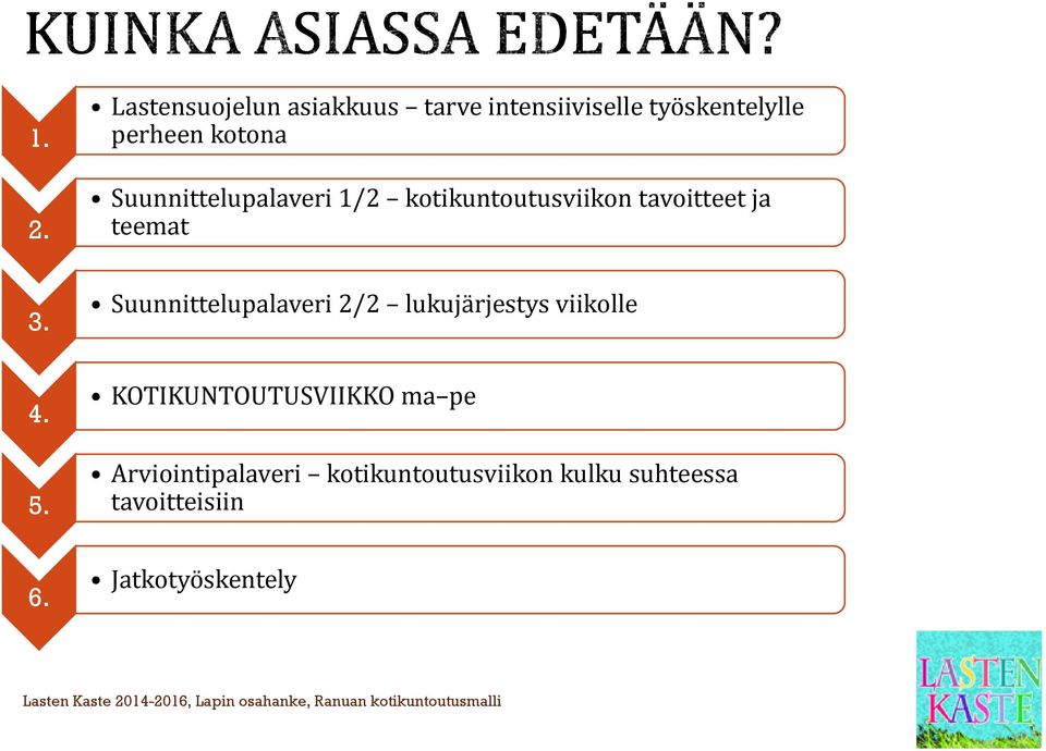 Suunnittelupalaveri 1/2 kotikuntoutusviikon tavoitteet ja teemat