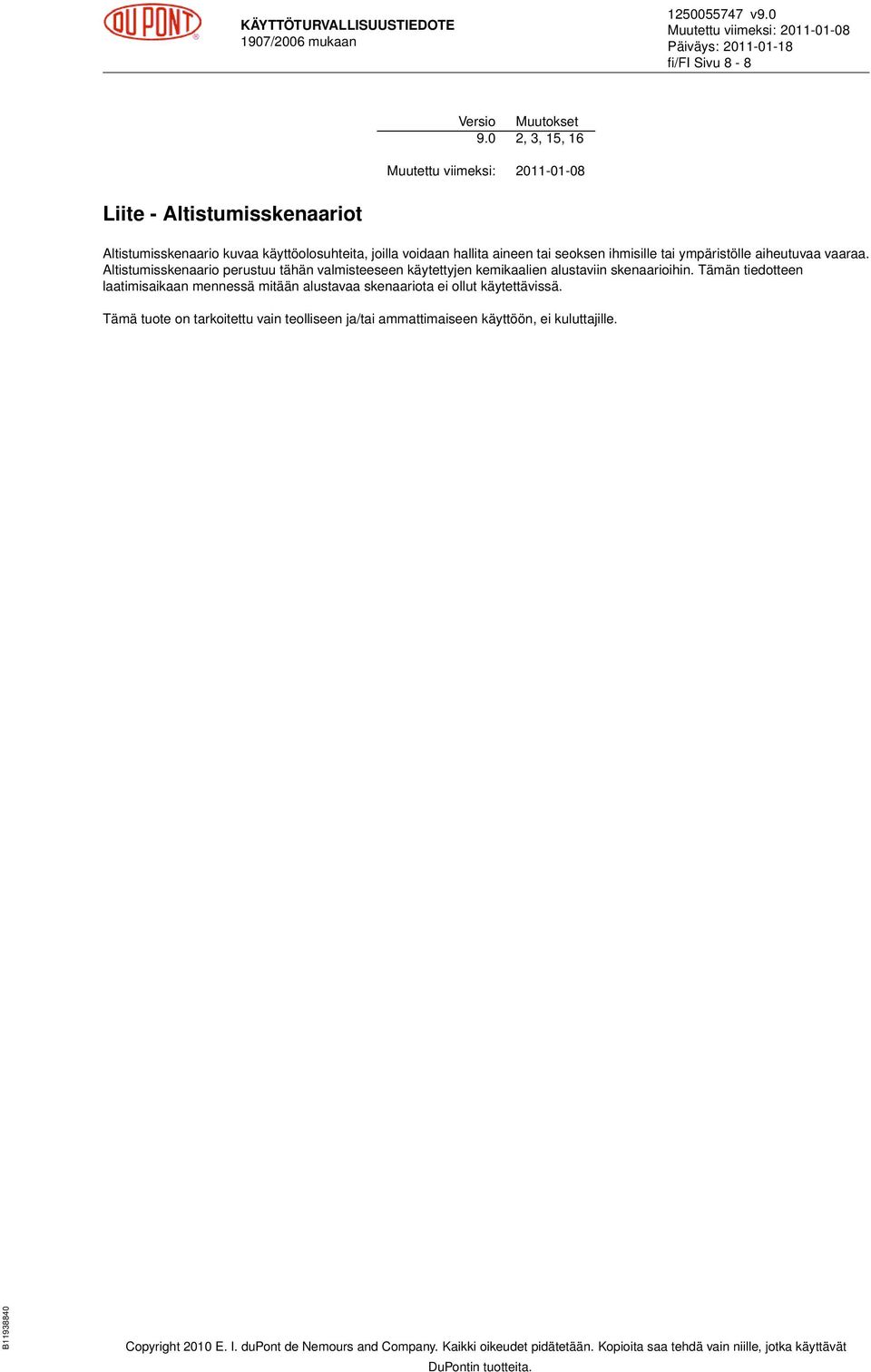 seoksen ihmisille tai ympäristölle aiheutuvaa vaaraa.