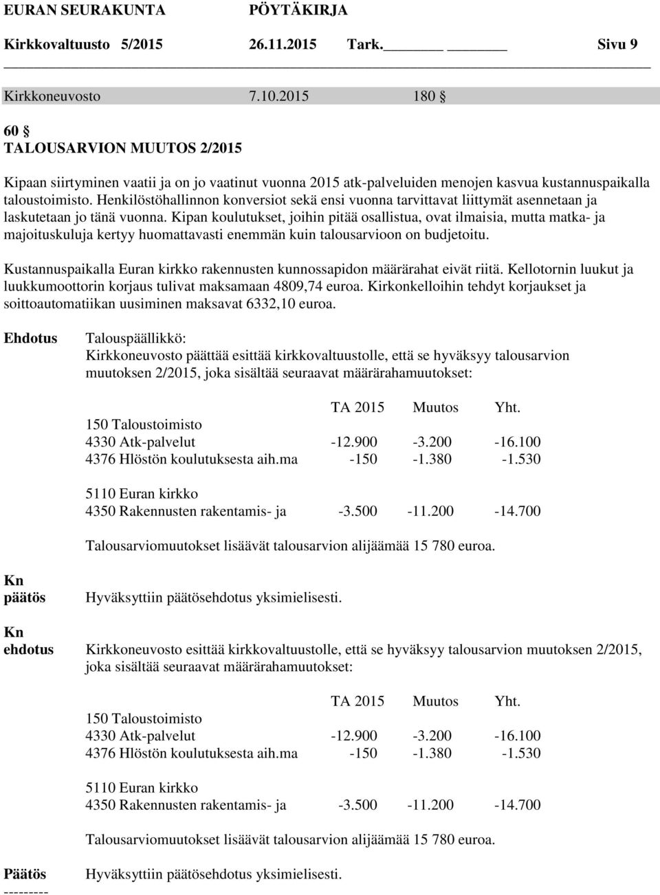 Henkilöstöhallinnon konversiot sekä ensi vuonna tarvittavat liittymät asennetaan ja laskutetaan jo tänä vuonna.