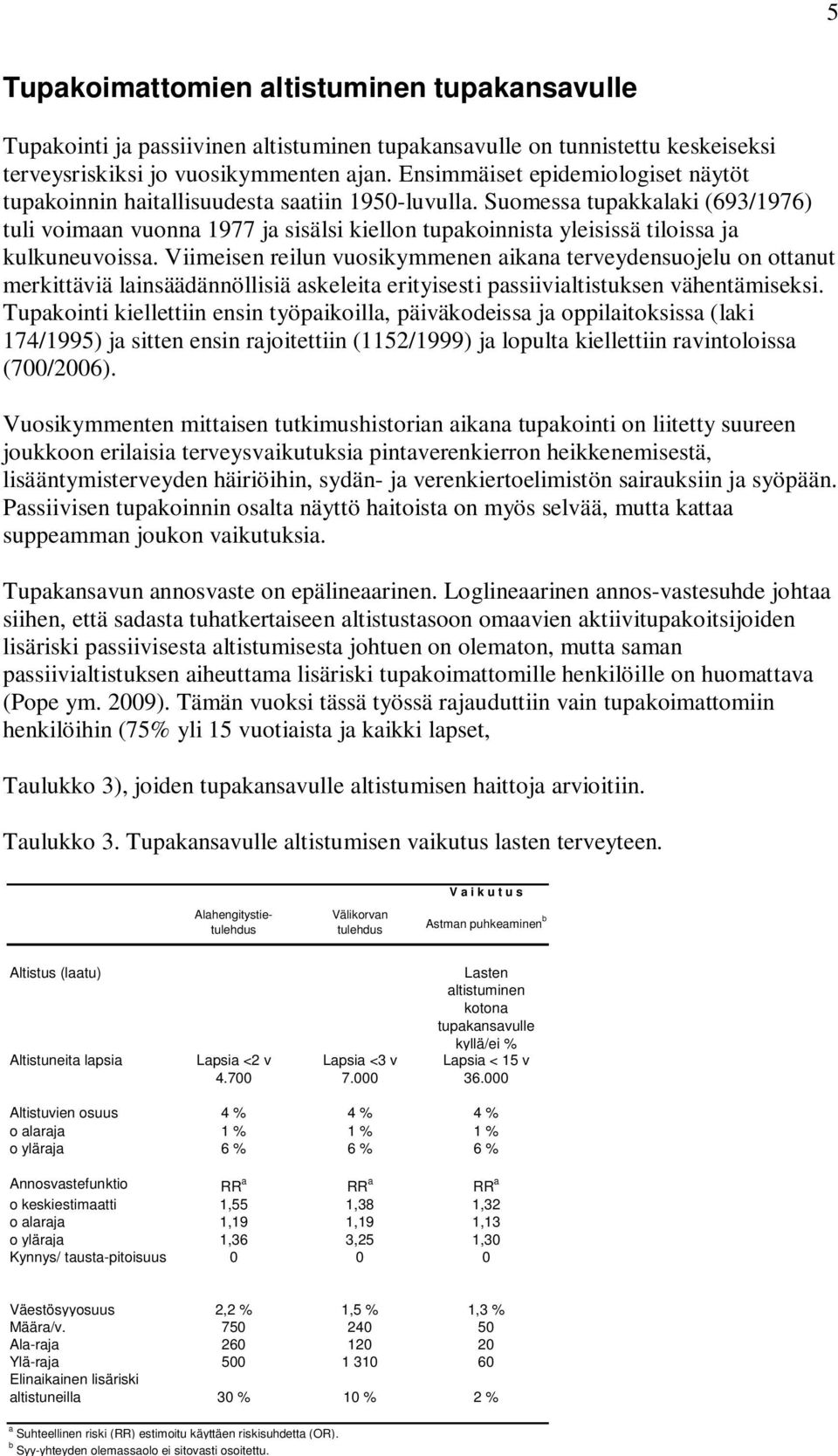 Suomessa tupakkalaki (693/1976) tuli voimaan vuonna 1977 ja sisälsi kiellon tupakoinnista yleisissä tiloissa ja kulkuneuvoissa.