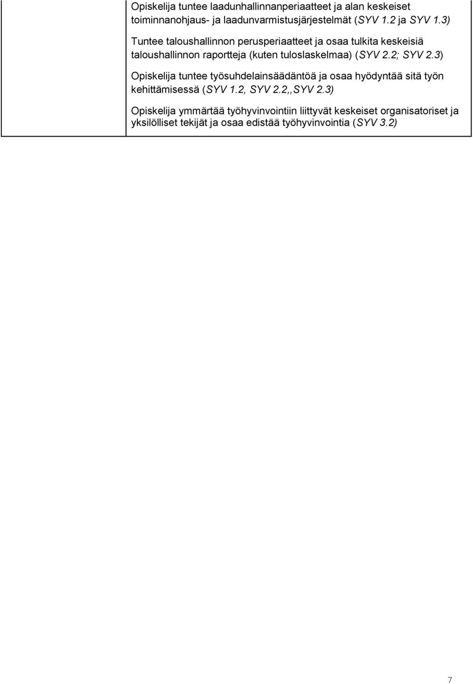 2; SYV 2.3) Opiskelija tuntee työsuhdelainsäädäntöä ja osaa hyödyntää sitä työn kehittämisessä (SYV 1.2, SYV 2.2,,SYV 2.