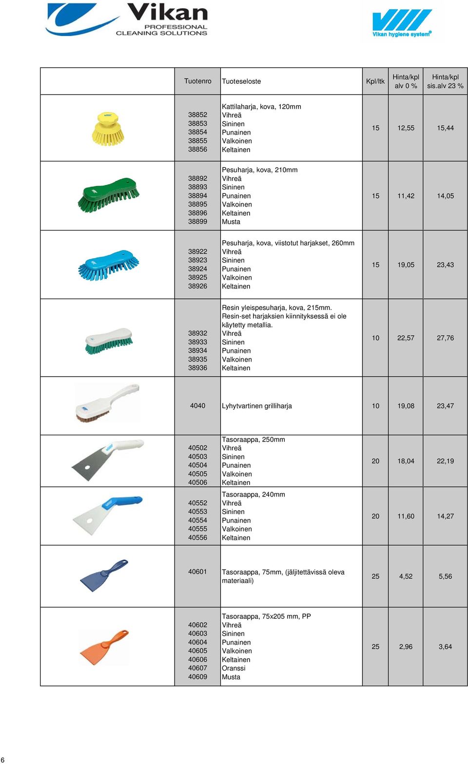 Resin-set harjaksien kiinnityksessä ei ole käytetty metallia.