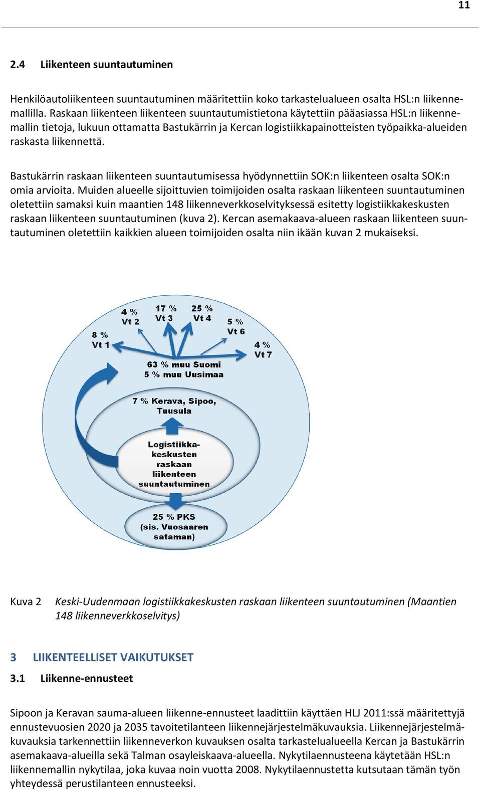 liikennettä. Bastukärrin raskaan liikenteen suuntautumisessa hyödynnettiin SOK:n liikenteen osalta SOK:n omia arvioita.