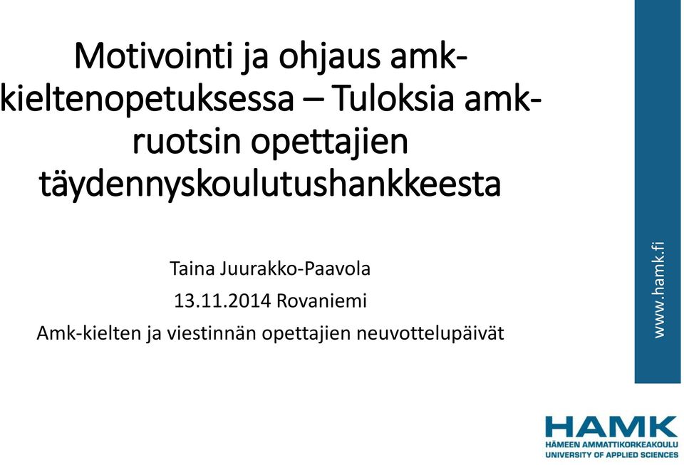 täydennyskoulutushankkeesta Taina