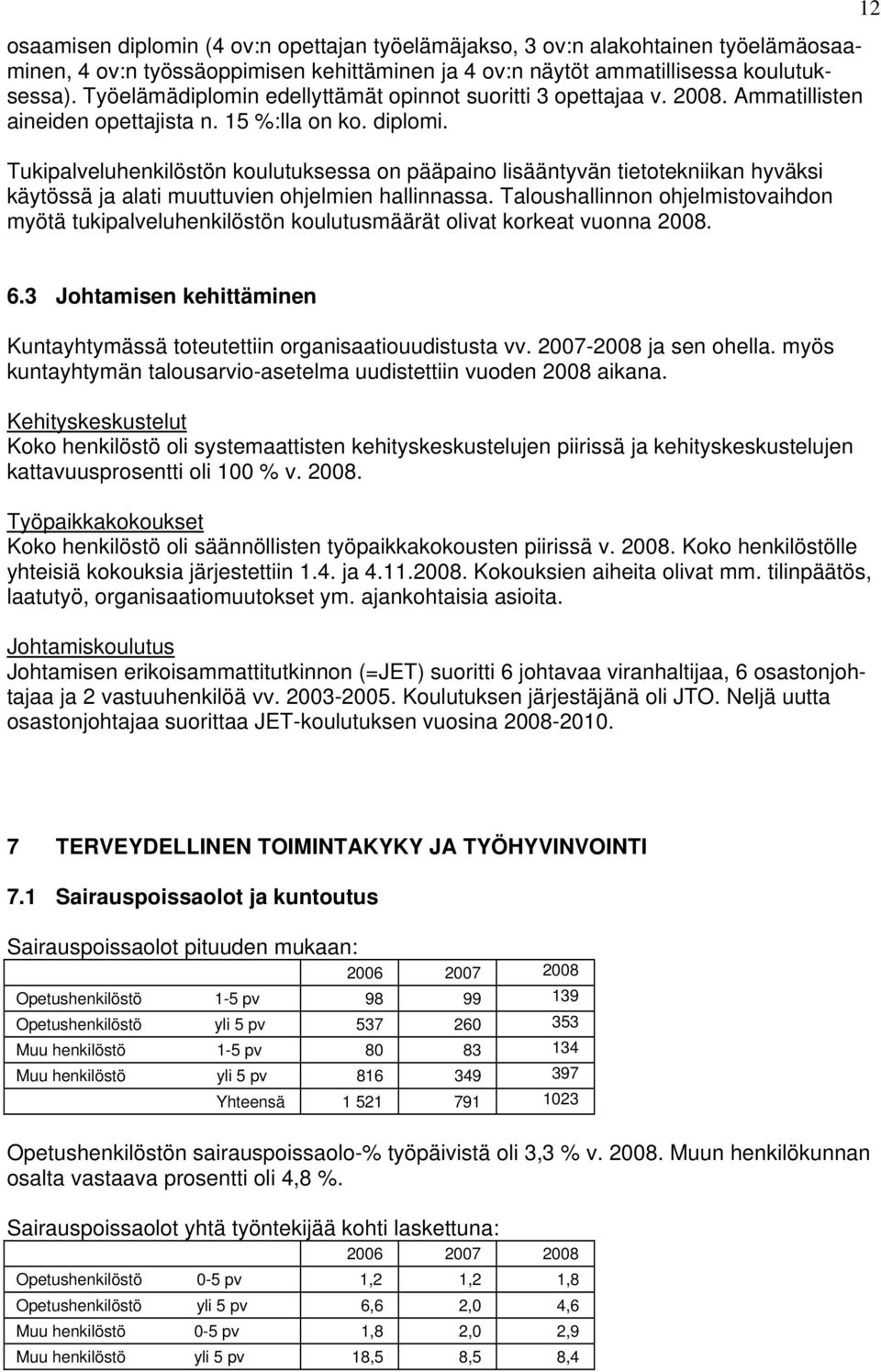 Tukipalveluhenkilöstön koulutuksessa on pääpaino lisääntyvän tietotekniikan hyväksi käytössä ja alati muuttuvien ohjelmien hallinnassa.